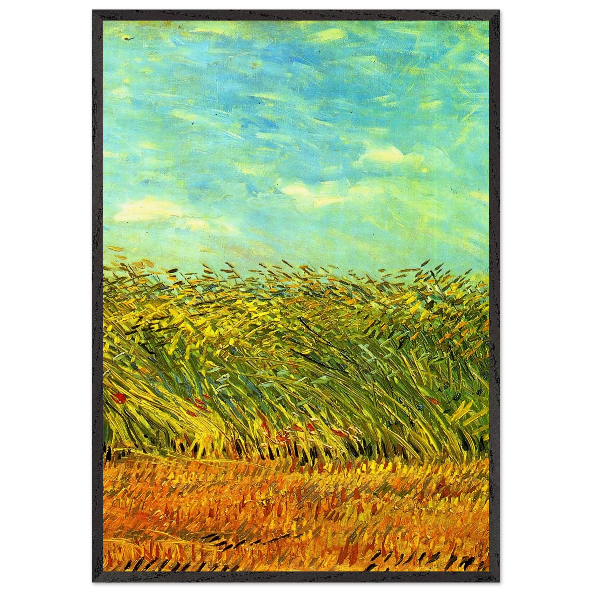 Wheat Field with a Lark - Vincent van Gogh Framed Art Print – Black Wooden Frame - Default Title - -Framed Art Print