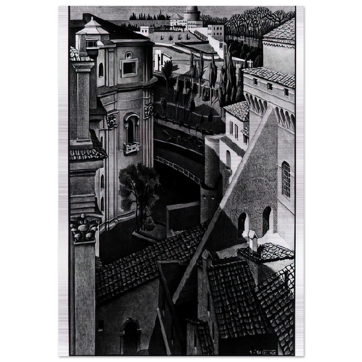 BERWEEN ST PETER AND SISTINE CHAPEL MARCH 1936 1936 - MC Escher Brushed Aluminum Print - 70x100 cm / 28x40 inches | MC Escher Aluminum Print | MC Escher Prints