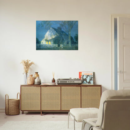Moonlight, the Old House - Childe Hassam Brushed Aluminum Print - 70x100 cm / 28x40 inches | Childe Hassam Aluminum Print | Childe Hassam Prints