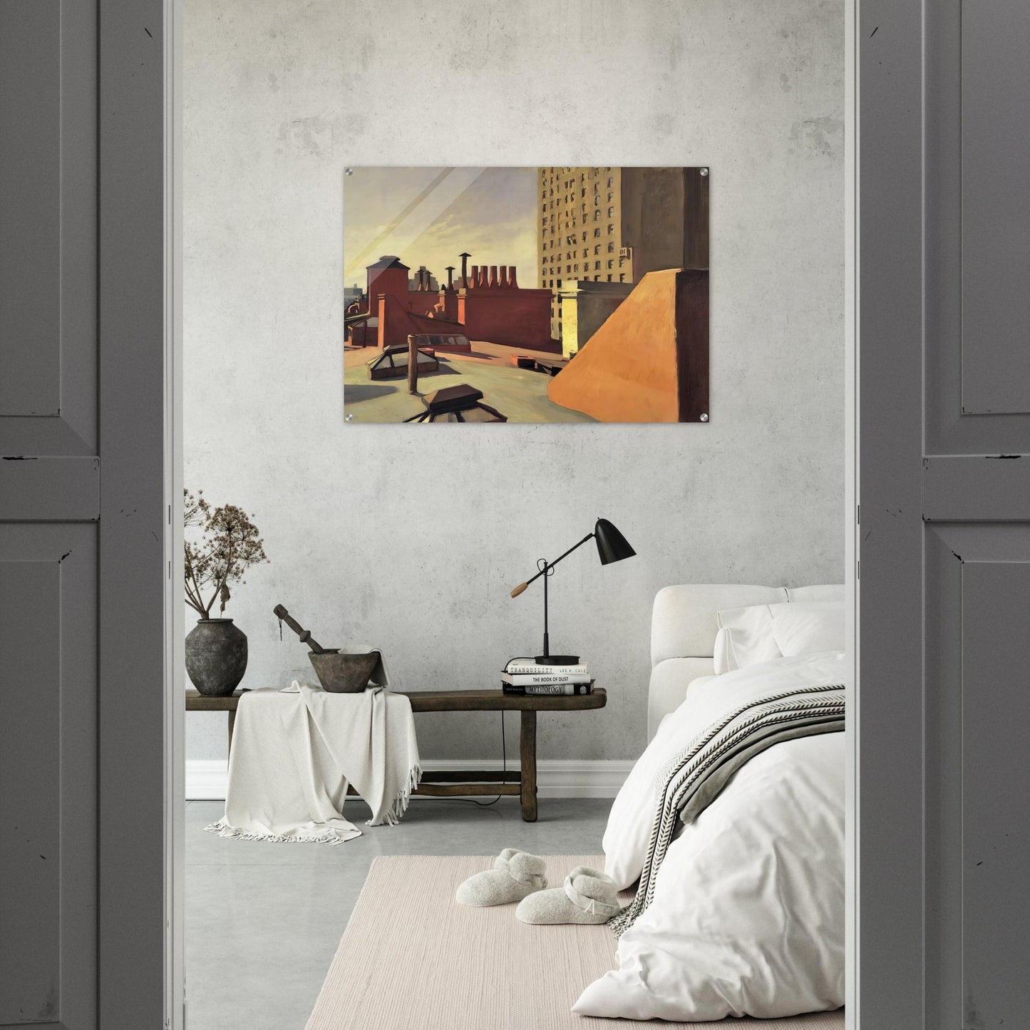 City Roofs - Edward Hopper Acrylic Print - 70x100 cm / 28x40″ inches | Edward Hopper Wall Art | Edward Hopper Prints