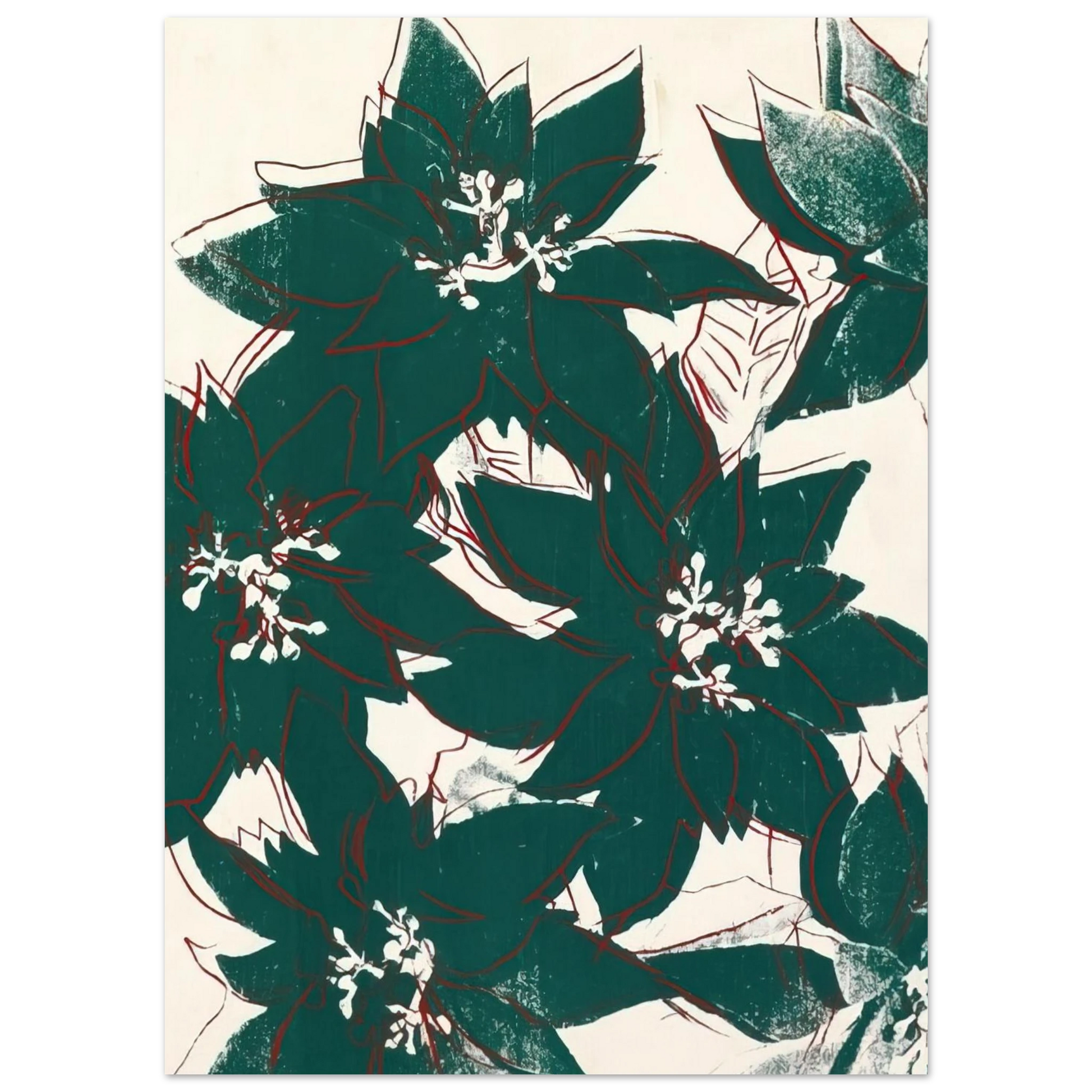 Andy Warhol - Poinsetta Fine Art Poster - 75x100 cm / 30x40 inches