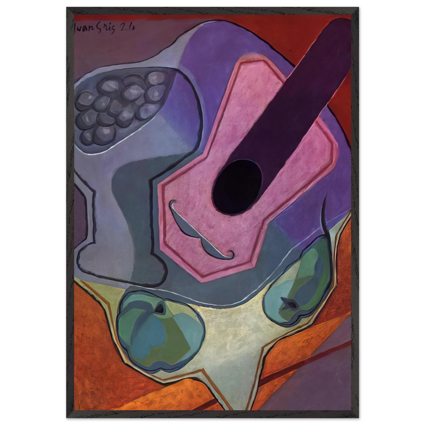 VIOLIN WITH FRUIT 1924 - Juan Gris Framed Art Print – Black Wooden Frame - Default Title - -Framed Art Print