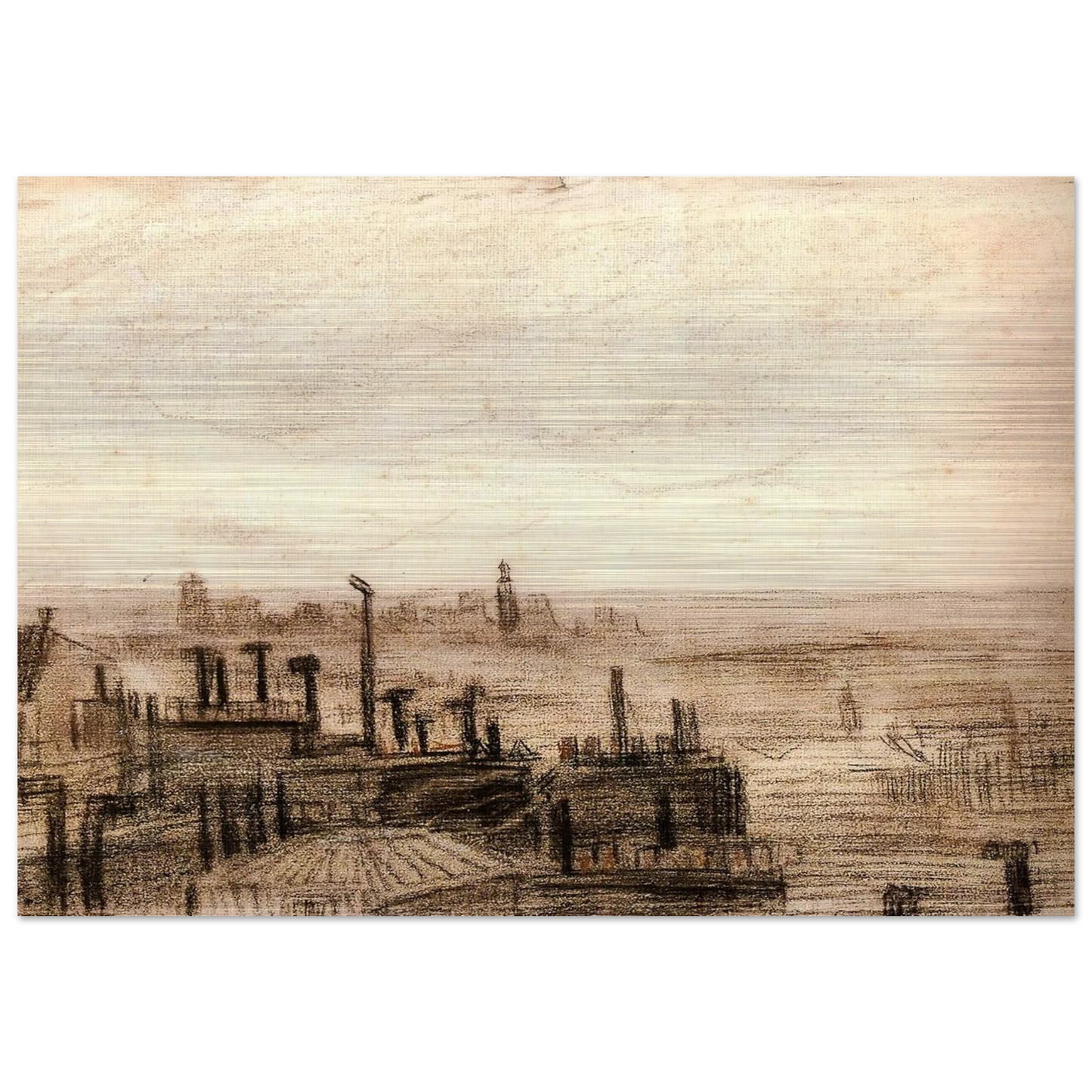View of Paris, with the Hôtel de Ville and the Tour-Saint-Jacques - Vincent van Gogh Brushed Aluminum Print - 70x100 cm / 28x40 inches | Vincent van Gogh Aluminum Print | Vincent van Gogh Prints