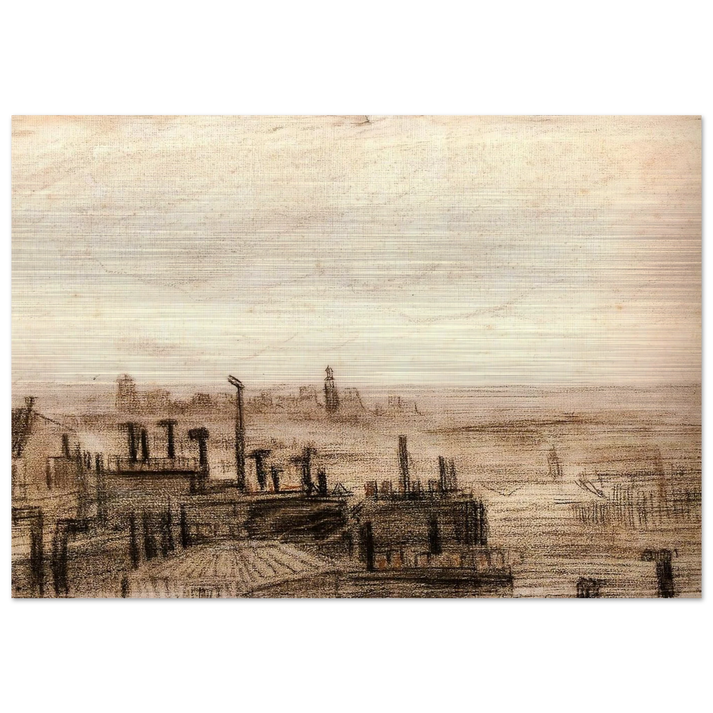 View of Paris, with the Hôtel de Ville and the Tour-Saint-Jacques - Vincent van Gogh Brushed Aluminum Print - 70x100 cm / 28x40 inches | Vincent van Gogh Aluminum Print | Vincent van Gogh Prints