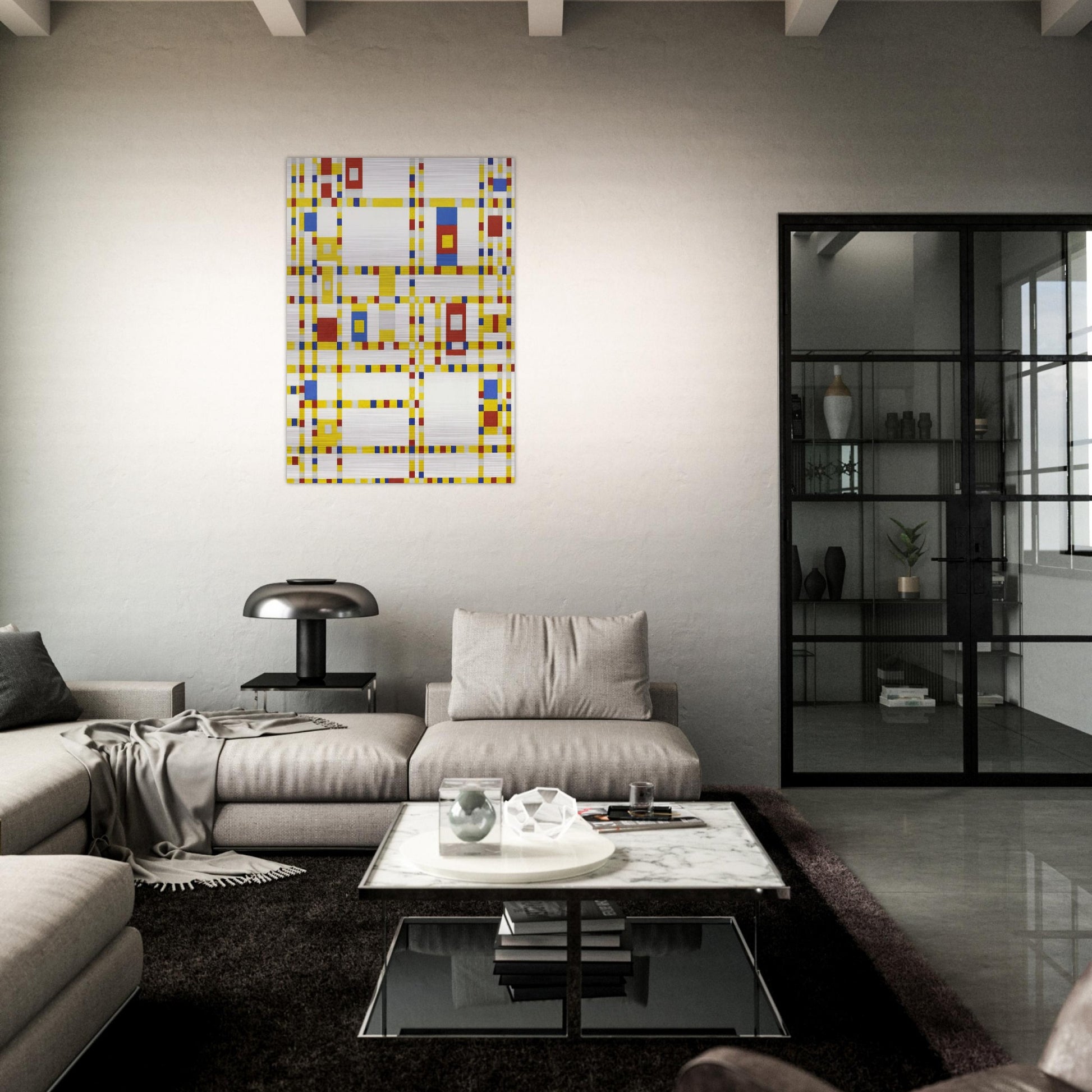 Broadway Boogie Woogie - Piet Mondrian Brushed Aluminum Print - 70x100 cm / 28x40 inches | Piet Mondrian Aluminum Print | Piet Mondrian Prints