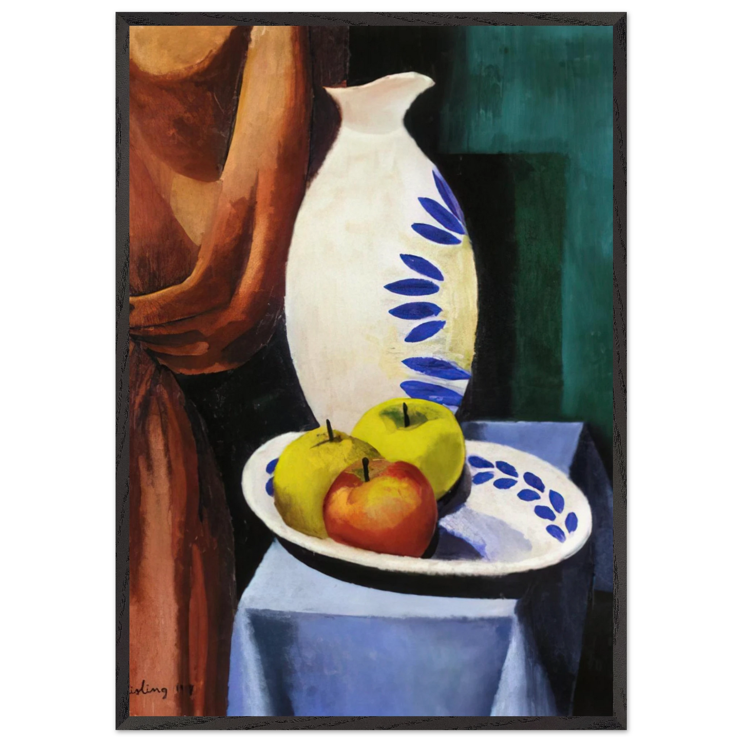STILL LIFE WITH WHITE PITCHER 1917 - Moise Kisling Framed Art Print – Black Wooden Frame - Default Title - -Framed Art Print