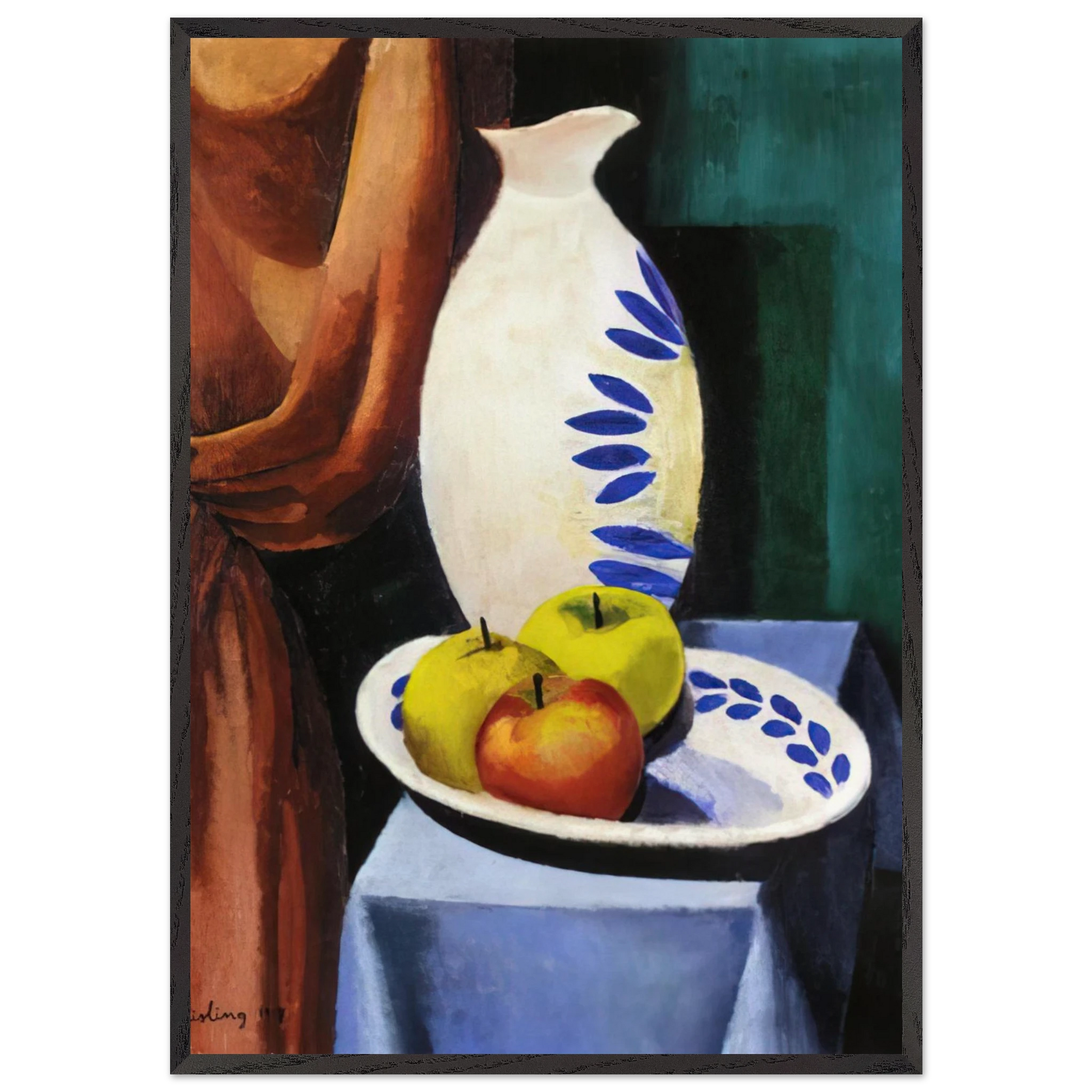 STILL LIFE WITH WHITE PITCHER 1917 - Moise Kisling Framed Art Print – Black Wooden Frame - Default Title - -Framed Art Print