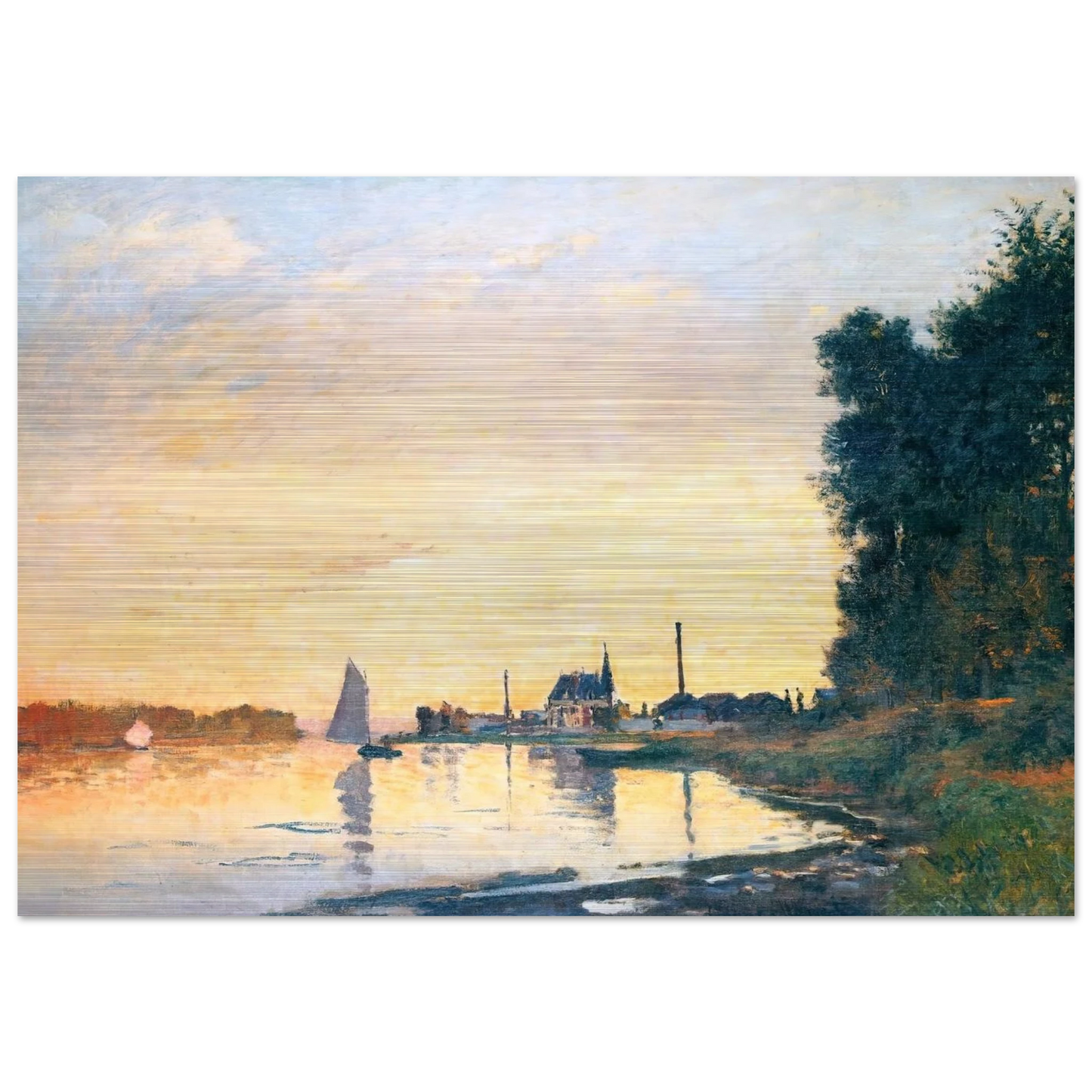 Argenteuil, Late Afternoon - claude monet Brushed Aluminum Print - 70x100 cm / 28x40 inches | claude monet Aluminum Print | claude monet Prints