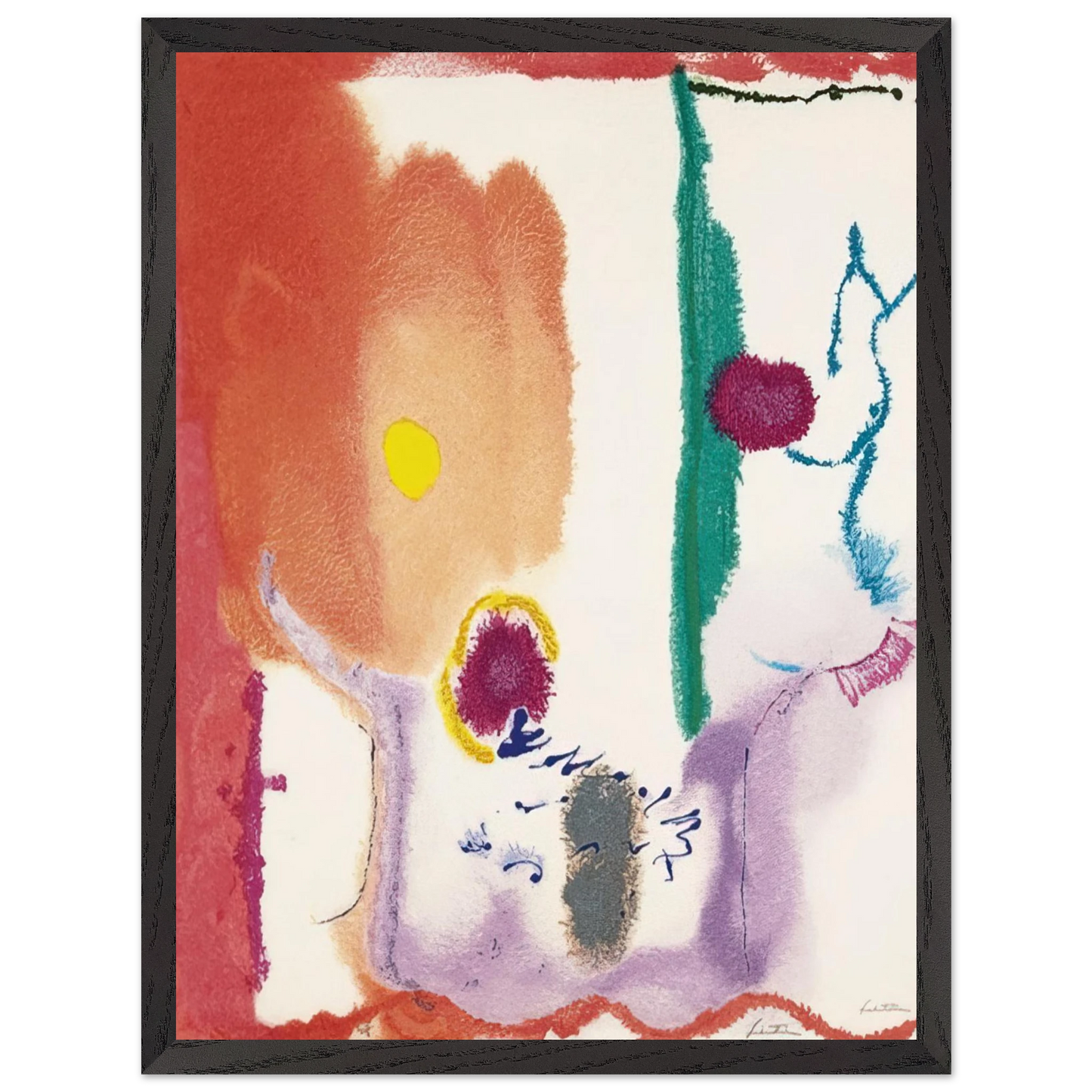 Helen Frankenthaler - Beginnings - 2002 Wall art - 13x18 cm / 5x7 inches - Premium Wooden Framed Poster With Fine Art Paper - Wood frame