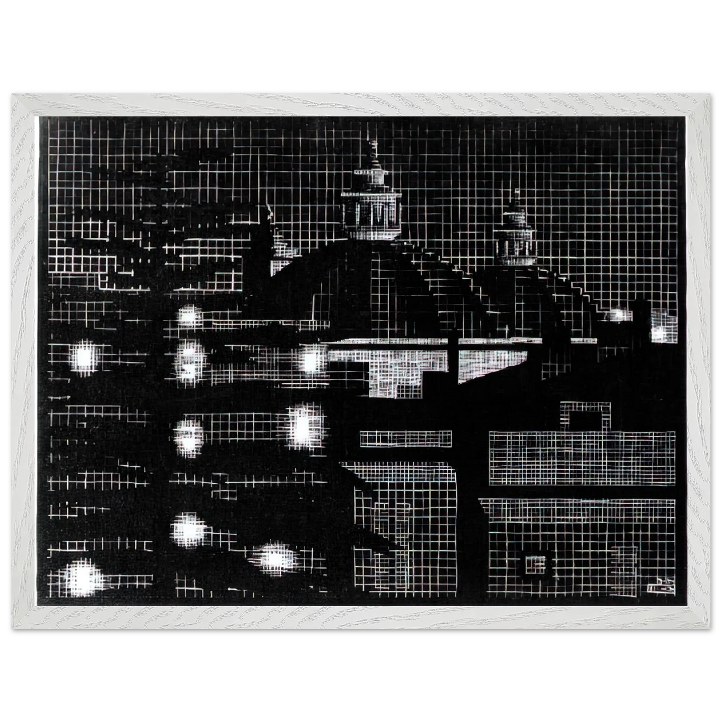 MC Escher - NOCTURNAL ROME 5 Wall Art - 30x40 cm / 12x16 inches - Premium Wooden Framed Poster With Fine Art Paper - Black frame