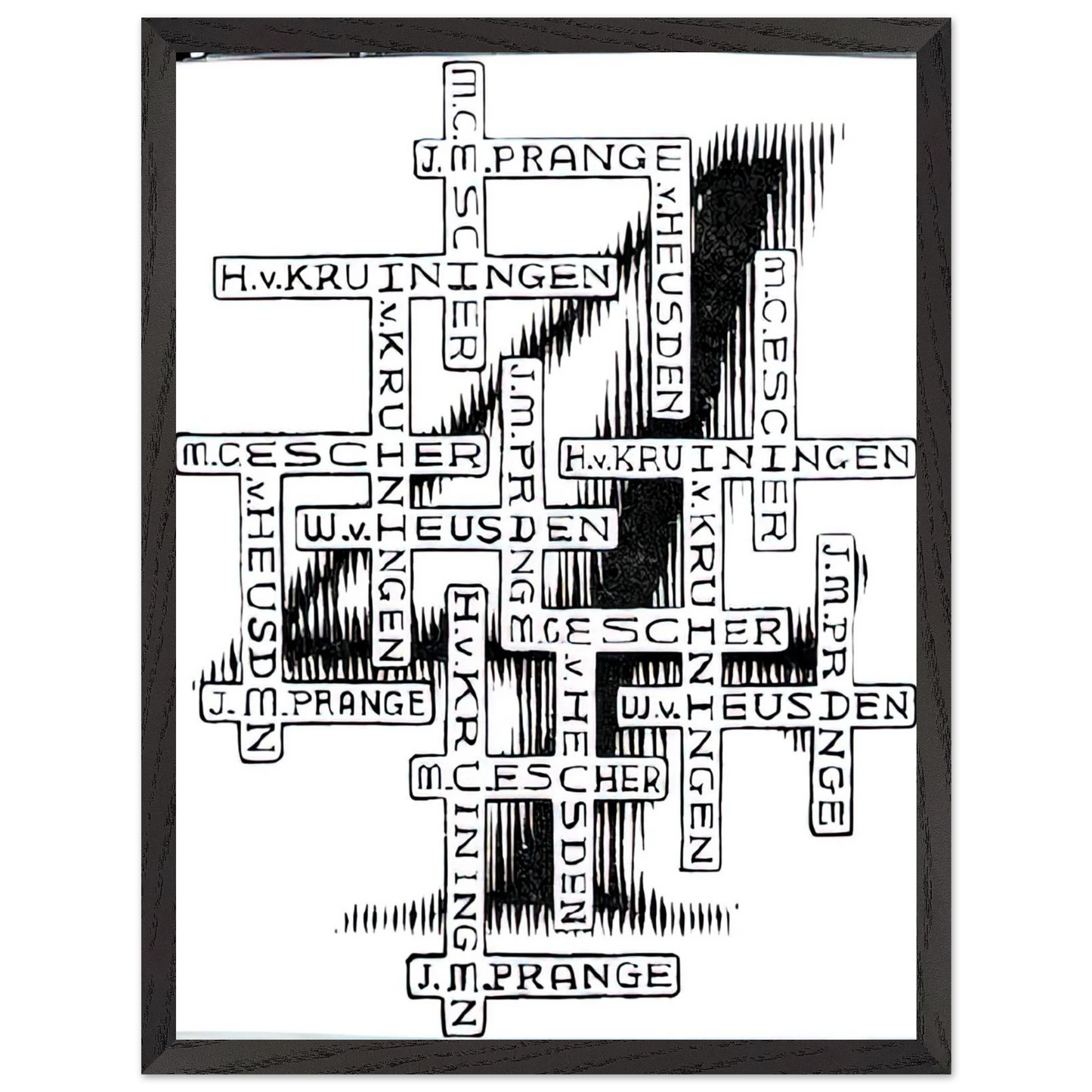 MC Escher - ESCHER (29) Wall Art - 21x29.7 cm / 8x12" - Premium Wooden Framed Poster With Fine Art Paper - White frame