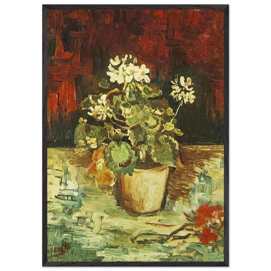 Geranium in a Flowerpot - Vincent van Gogh 70x100 cm / 28x40 inches Framed Art Print – Black Wooden Frame