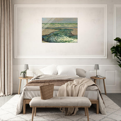 The Seacoast of Pourville, Low Tide - claude monet Acrylic Print - 70x100 cm / 28x40″ inches | claude monet Wall Art | claude monet Prints
