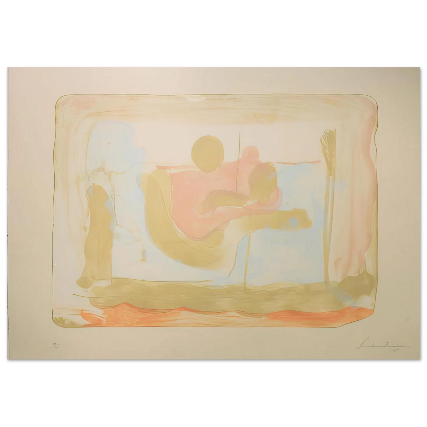 Helen Frankenthaler - Reflections I - 1995 Wall art - 27x35 cm / 11x14 inches - Premium Wooden Framed Poster With Fine Art Paper - White frame