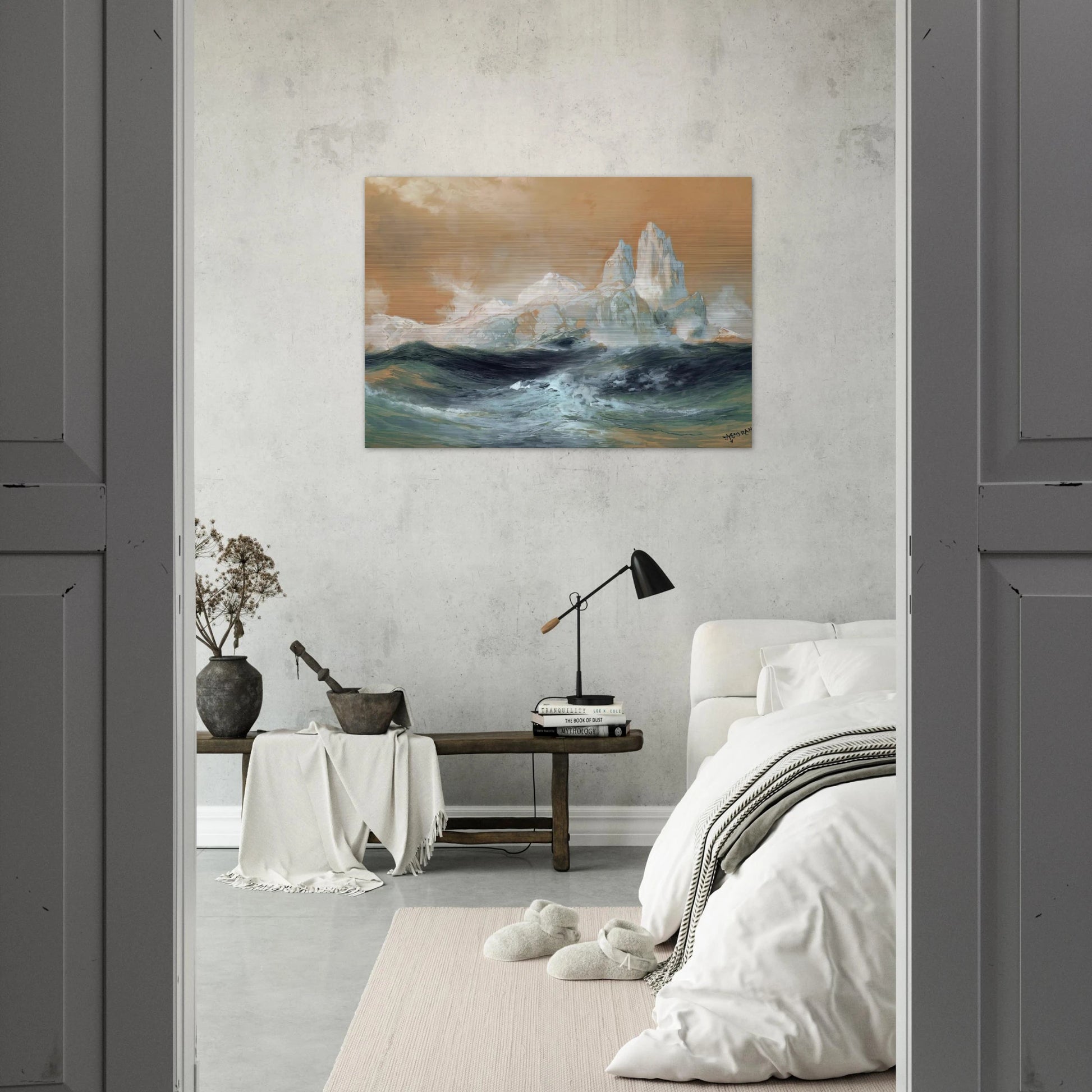 Icebergs - Thomas Moran Brushed Aluminum Print - 70x100 cm / 28x40 inches | Thomas Moran Aluminum Print | Thomas Moran Prints