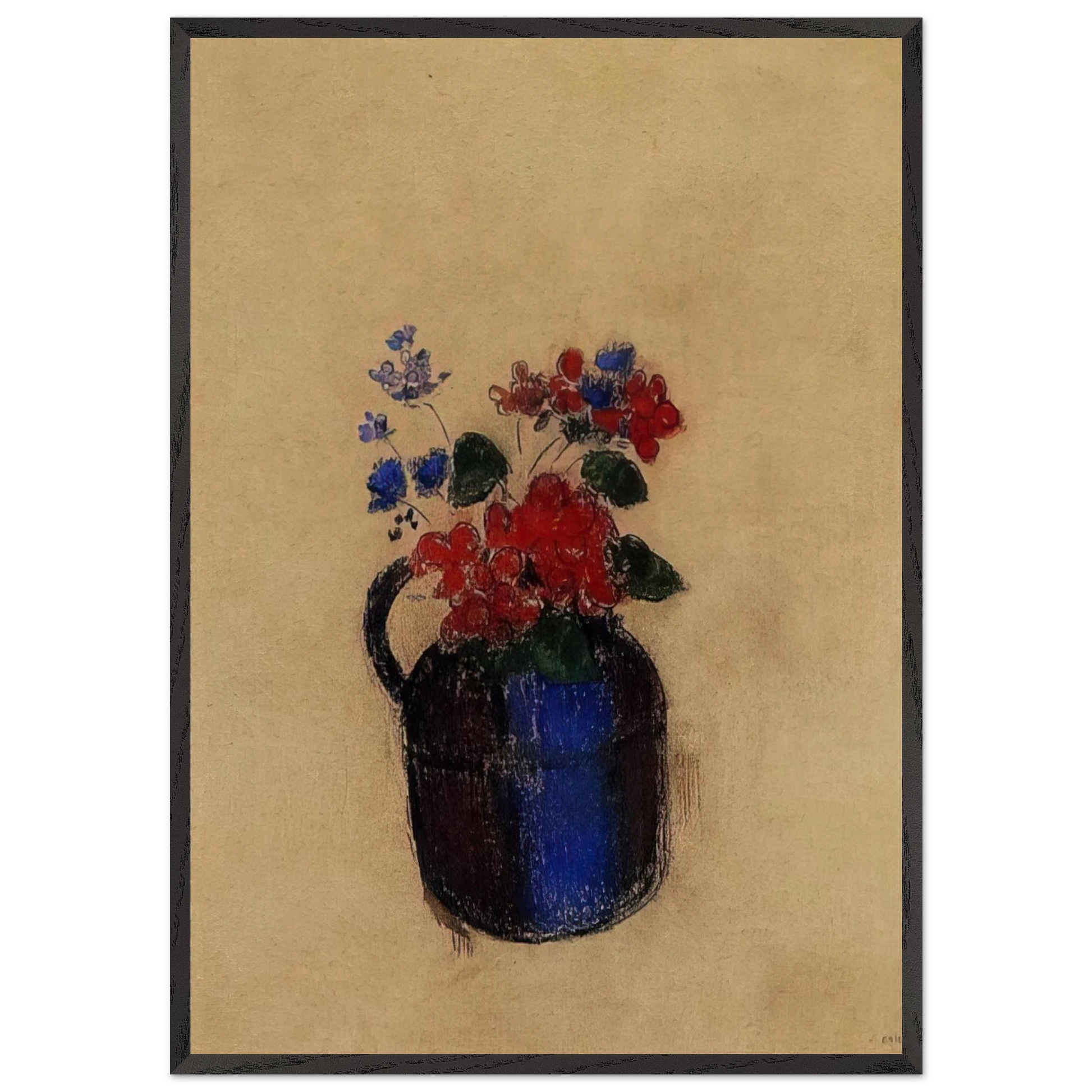 SMALL BOUQUET IN A PITCHER - Odilon Redon Framed Art Print – Black Wooden Frame - Default Title - -Framed Art Print