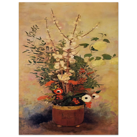 Odilon Redon - VASE OF FLOWERS WITH BRANCHES OF A FLOWERING APPLE TREE Fine Art Poster - Default Title