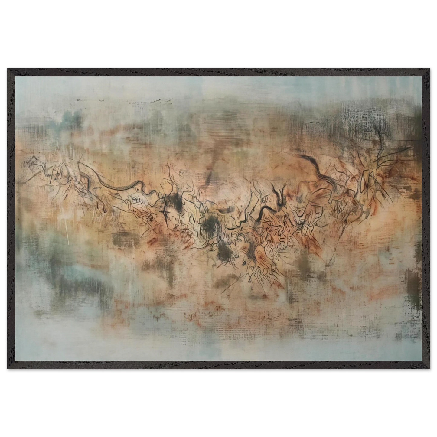 VENT ET POUSSI RE 1957 - Zao Wou-Ki Framed Art Print – Black Wooden Frame - Default Title - -Framed Art Print