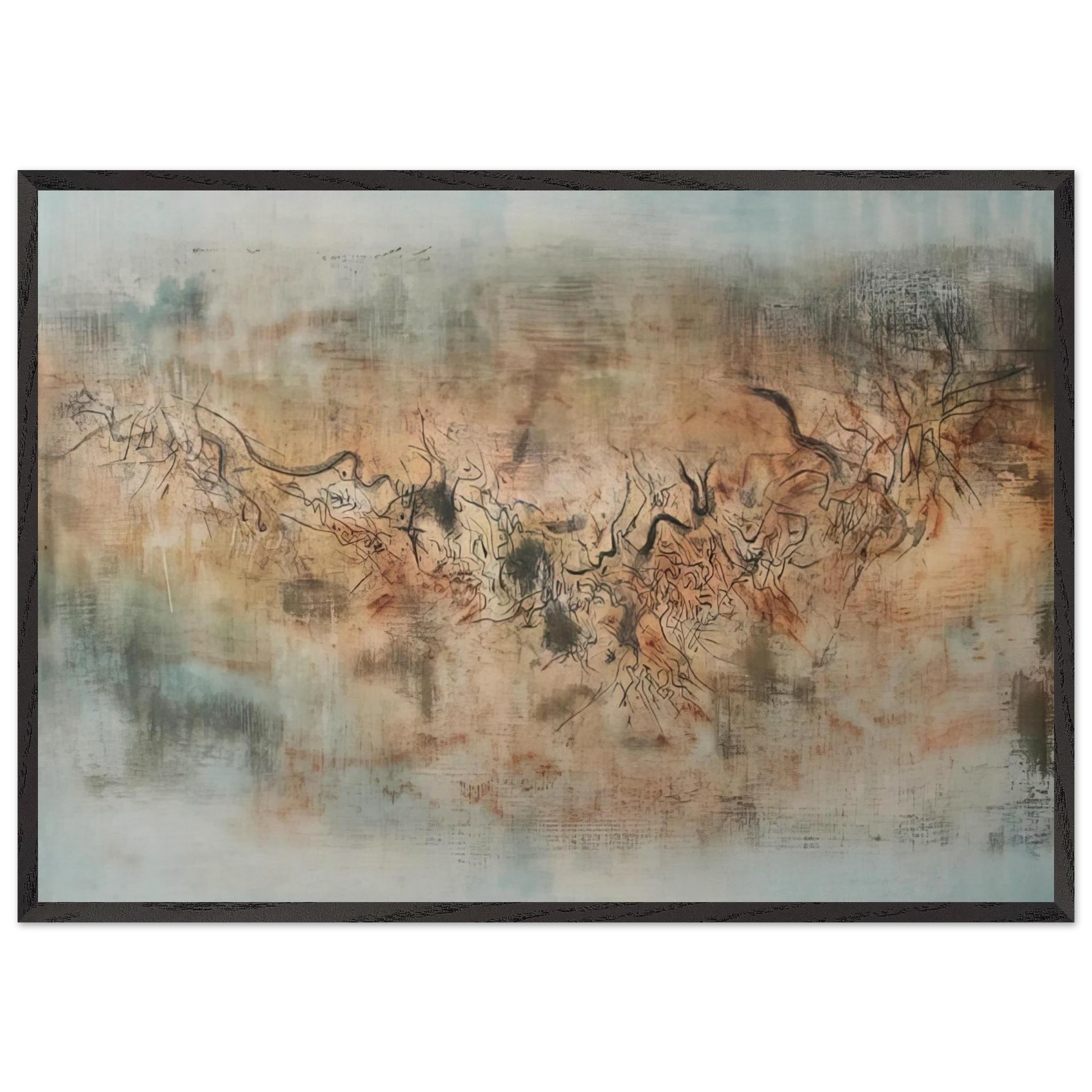 VENT ET POUSSI RE 1957 - Zao Wou-Ki Framed Art Print – Black Wooden Frame - Default Title - -Framed Art Print