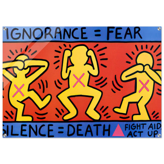 IGNORANCE FEAR 1989 - Keith Haring Acrylic Print - 70x100 cm / 28x40″ inches | Keith Haring Wall Art | Keith Haring Prints