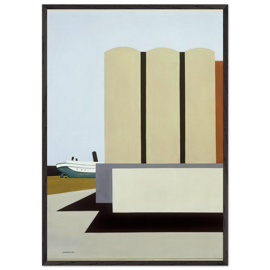 Boat and Grain Elevators No 2 - 1942 - Ralston Crawford Framed Art Print – Black Wooden Frame - Default Title - -Framed Art Print