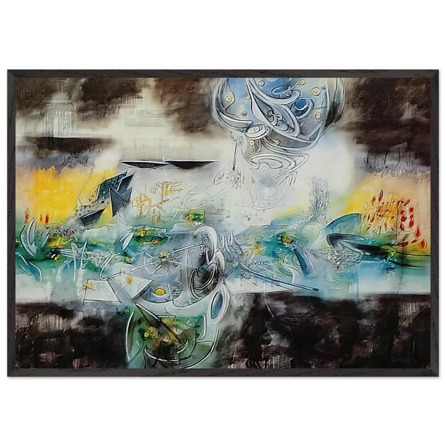 ABRIR EL CUBO Y ENCONTRAR LA VIDA - Roberto Matta Framed Art Print – Black Wooden Frame - Default Title - -Framed Art Print
