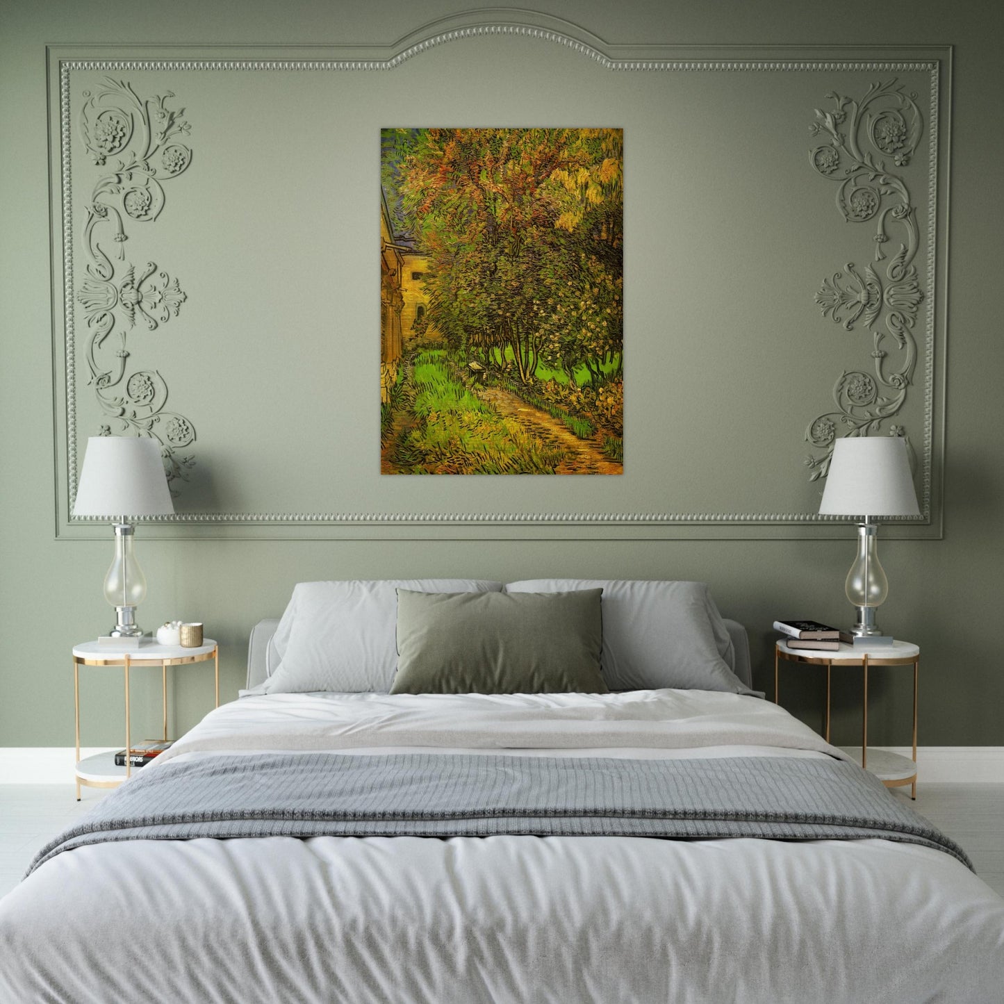 The Garden of Saint-Paul Hospital - Vincent van Gogh Brushed Aluminum Print - 70x100 cm / 28x40 inches | Vincent van Gogh Aluminum Print | Vincent van Gogh Prints