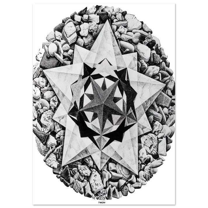 MC Escher - ESCHER (1) Wall Art - 21x29.7 cm / 8x12" - Premium Wooden Framed Poster With Fine Art Paper-canvas - White frame