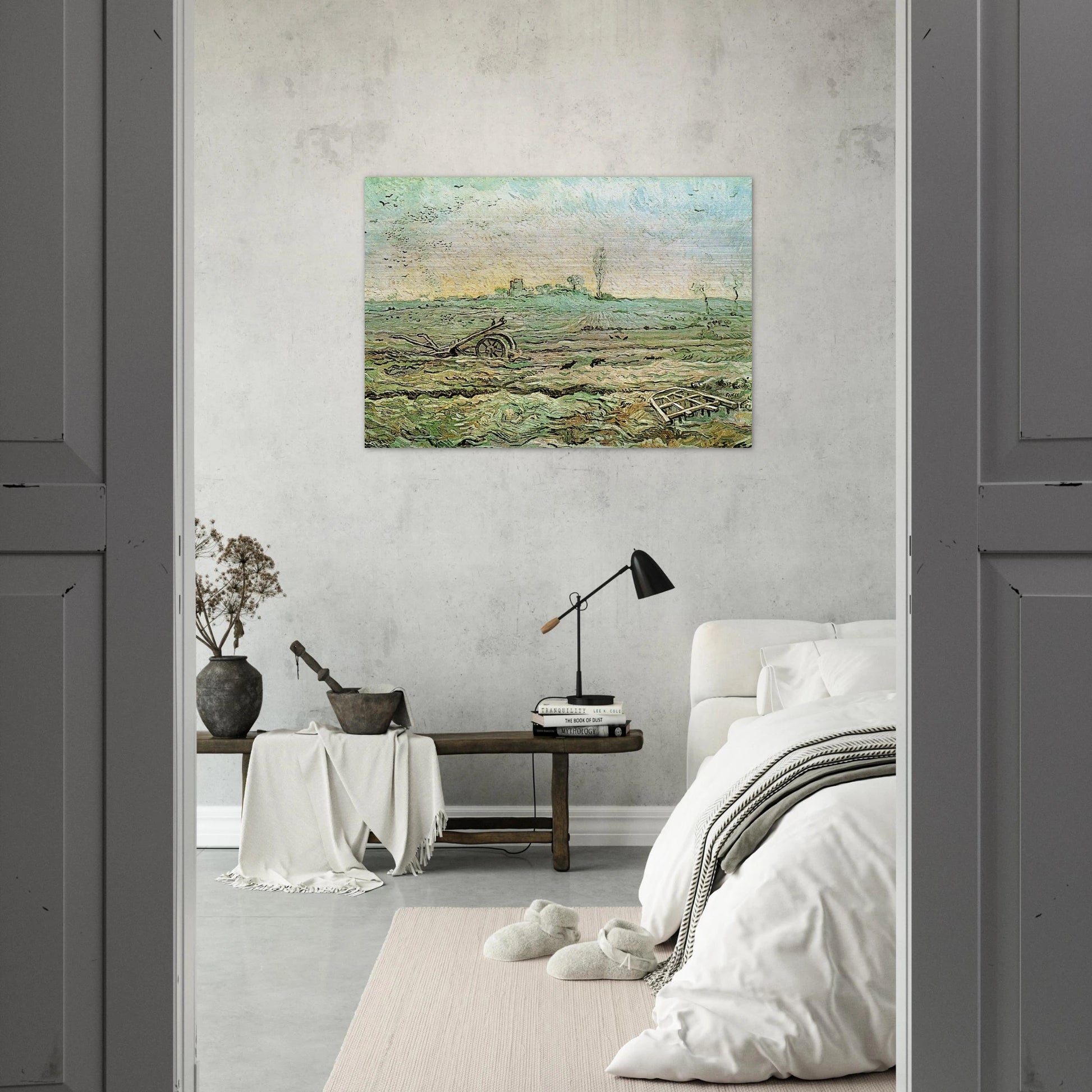 The Plough and the Harrow after Millet - Vincent van Gogh Brushed Aluminum Print - 70x100 cm / 28x40 inches | Vincent van Gogh Aluminum Print | Vincent van Gogh Prints