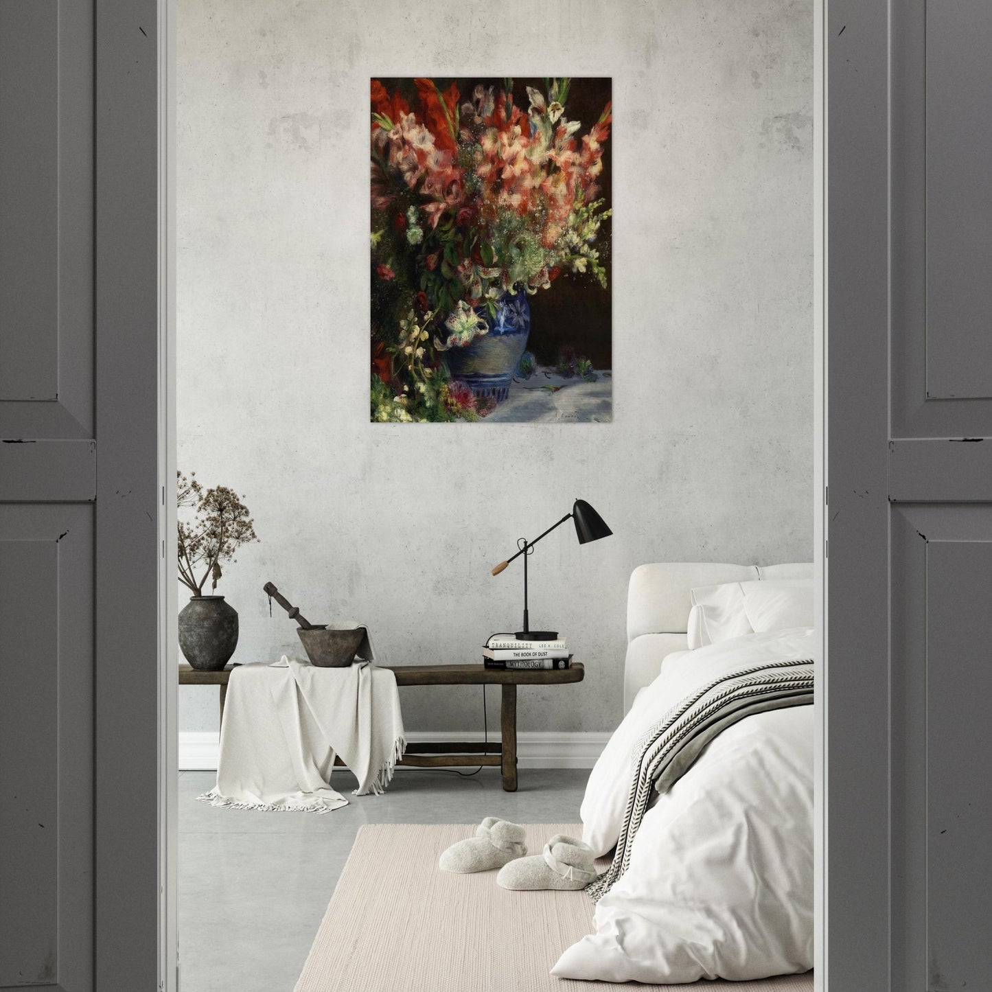 Gladiolas in a Vase - Pierre-Auguste Renoir Brushed Aluminum Print - 70x100 cm / 28x40 inches | Pierre-Auguste Renoir Aluminum Print | Pierre-Auguste Renoir Prints