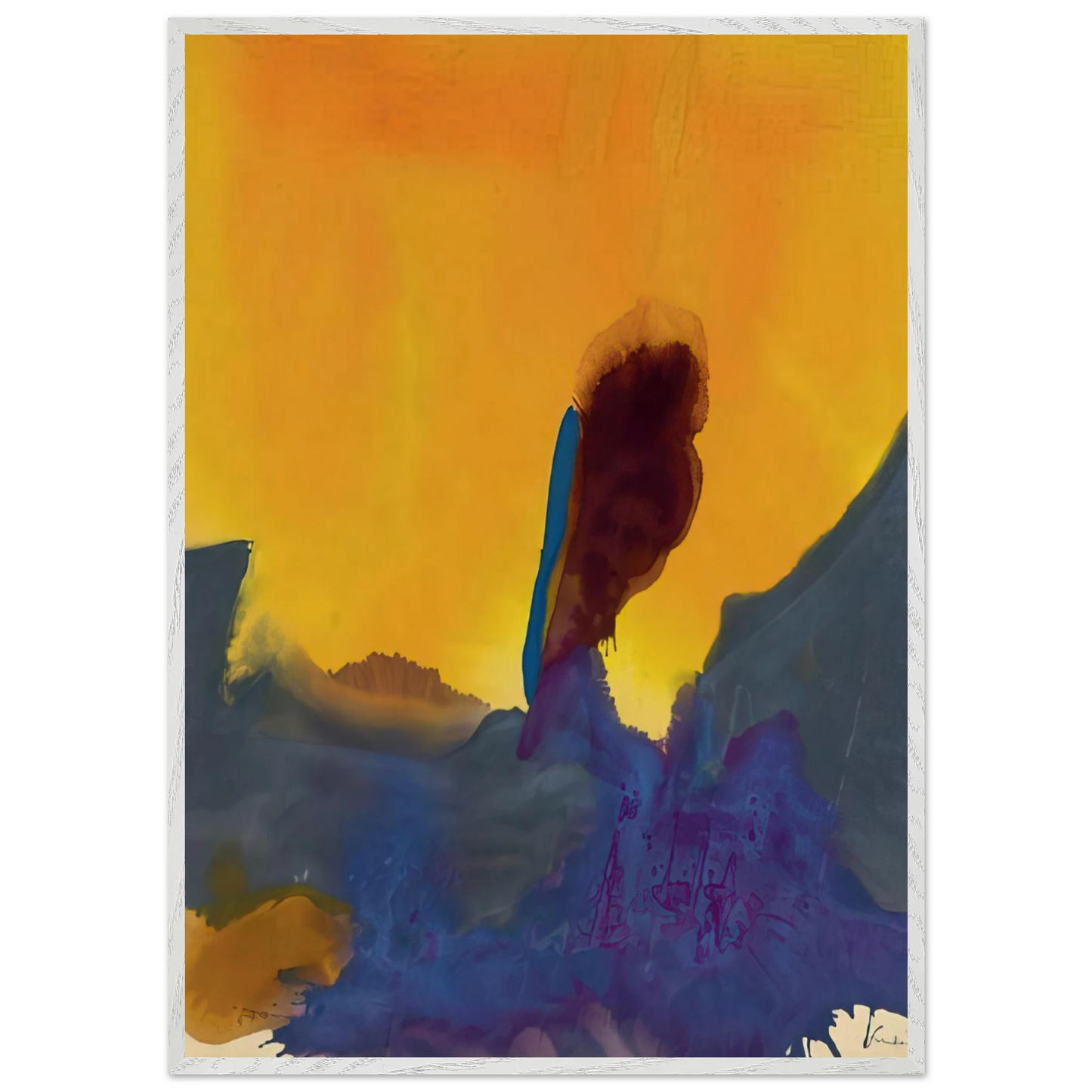 Helen Frankenthaler - Glow II - 1968 Wall art - 15x20 cm / 6x8 inches - Premium Wooden Framed Poster With Fine Art Paper - White frame