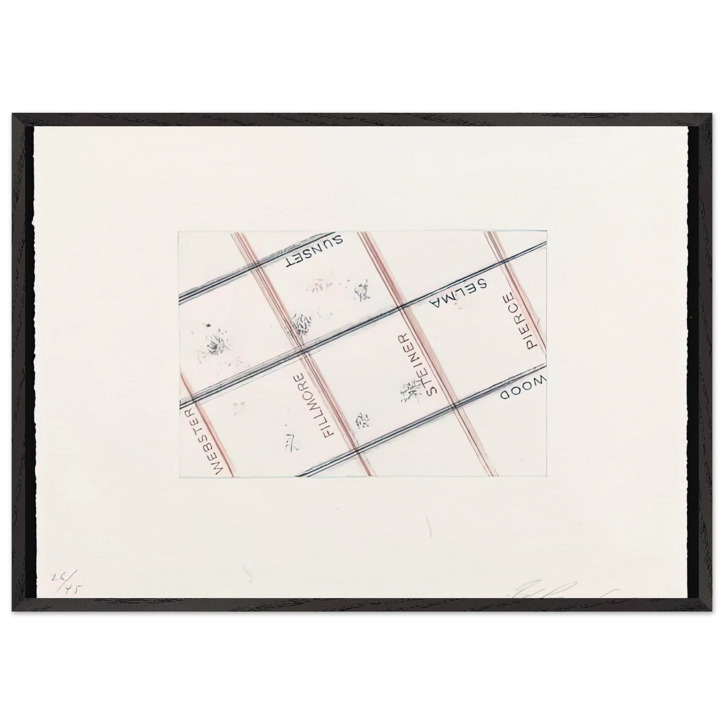 PIERCE FROM LOS FRANCISCO SAN ANGELES PORTFOLIO - Edward Ruscha Framed Art Print – Black Wooden Frame - Default Title - -Framed Art Print