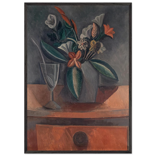 Flowers in a Grey Jar - 1908 - Pablo Picasso 70x100 cm / 28x40 inches Framed Art Print – Black Wooden Frame