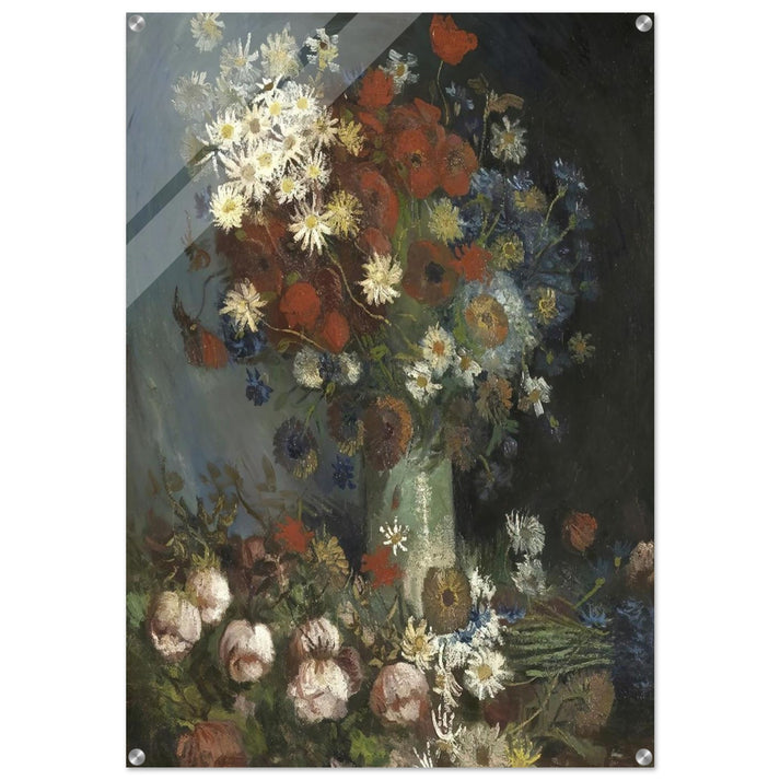 Still life with meadow flowers and roses - Vincent van Gogh Acrylic Print - 70x100 cm / 28x40″ inches