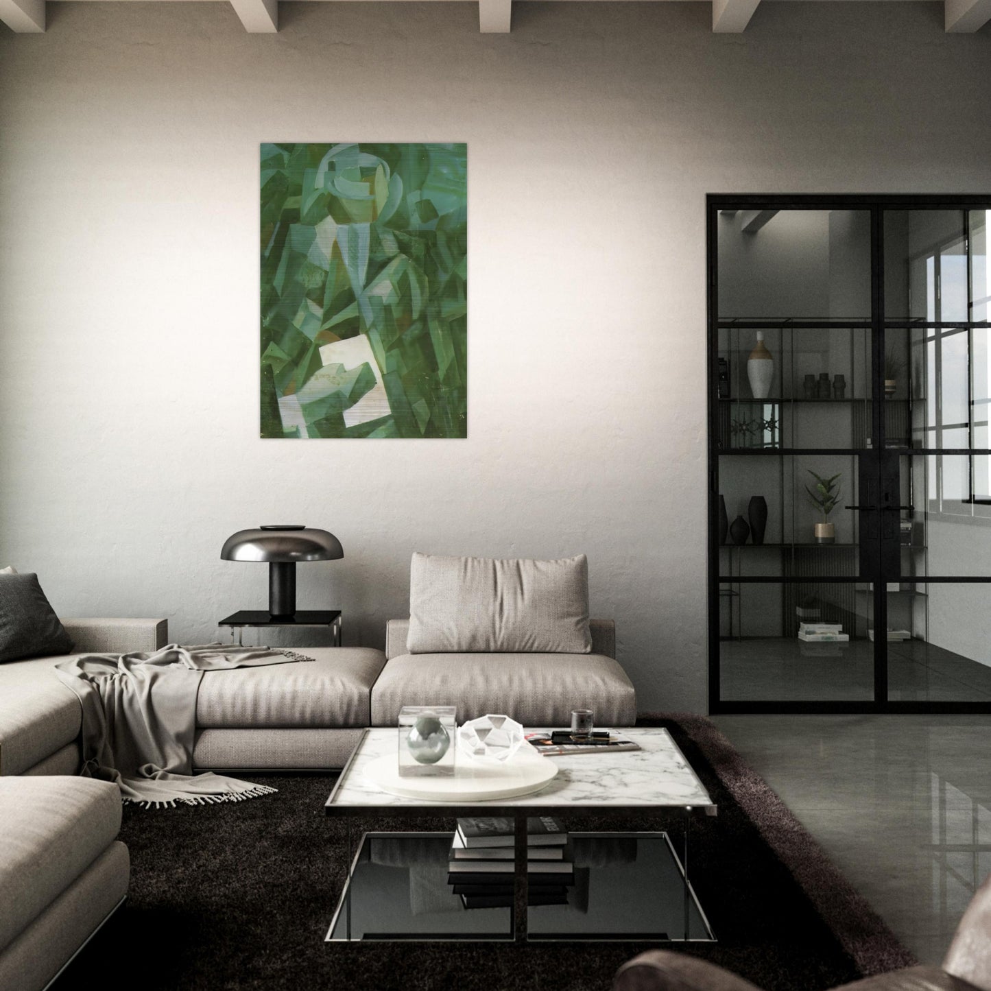 CUBIST COMPOSITION PORTRAIT OF A SEATED PERSON HOLDING A LETTER - Salvador Dali Brushed Aluminum Print - 70x100 cm / 28x40 inches | Salvador Dali Aluminum Print | Salvador Dali Prints