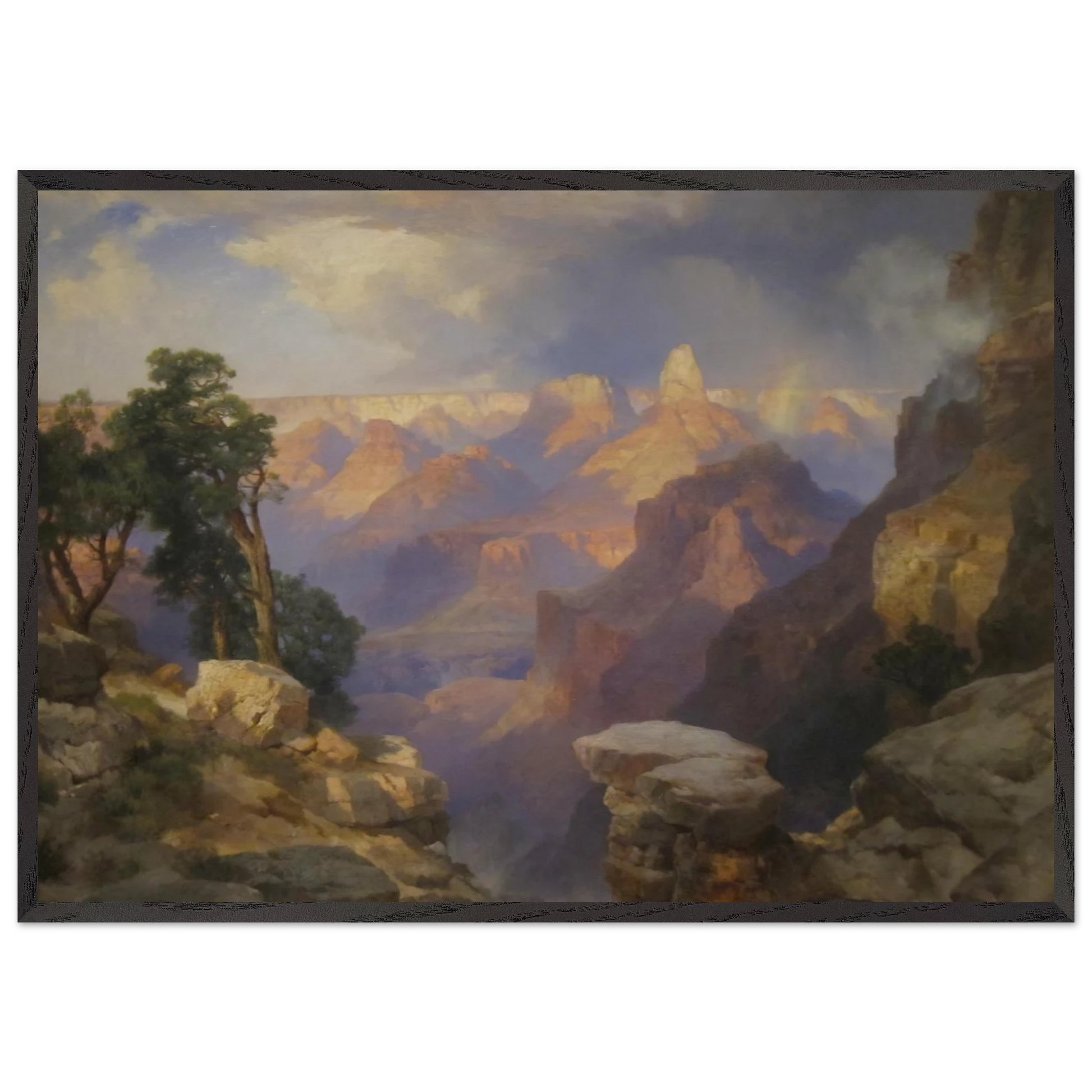Grand Canyon with Rainbow - Thomas Moran Framed Art Print – Black Wooden Frame - Default Title - -Framed Art Print
