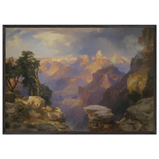 Grand Canyon with Rainbow - Thomas Moran 70x100 cm / 28x40 inches Framed Art Print – Black Wooden Frame