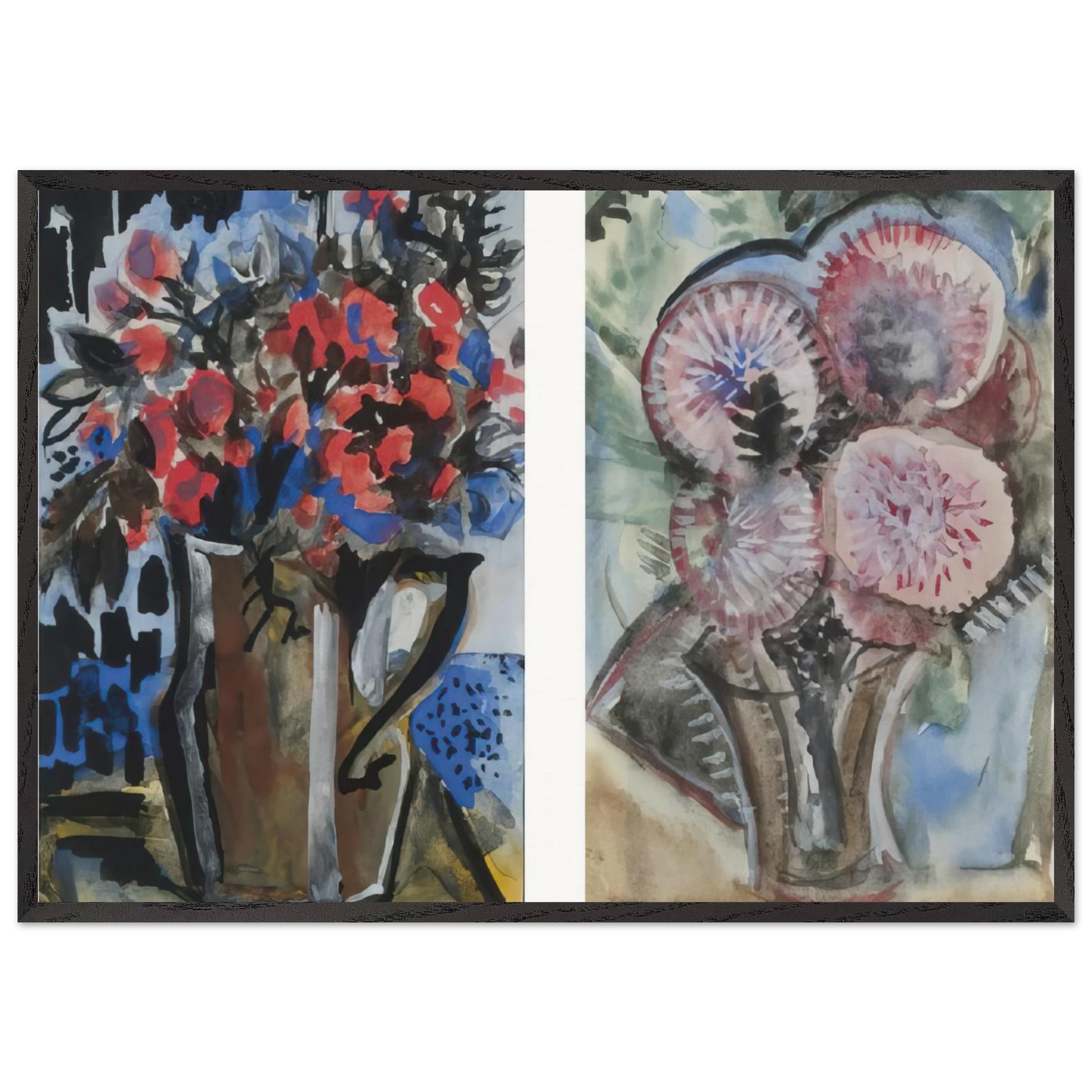 Still Life - Expressionism - Natalia Goncharova Framed Art Print – Black Wooden Frame - Default Title - -Framed Art Print