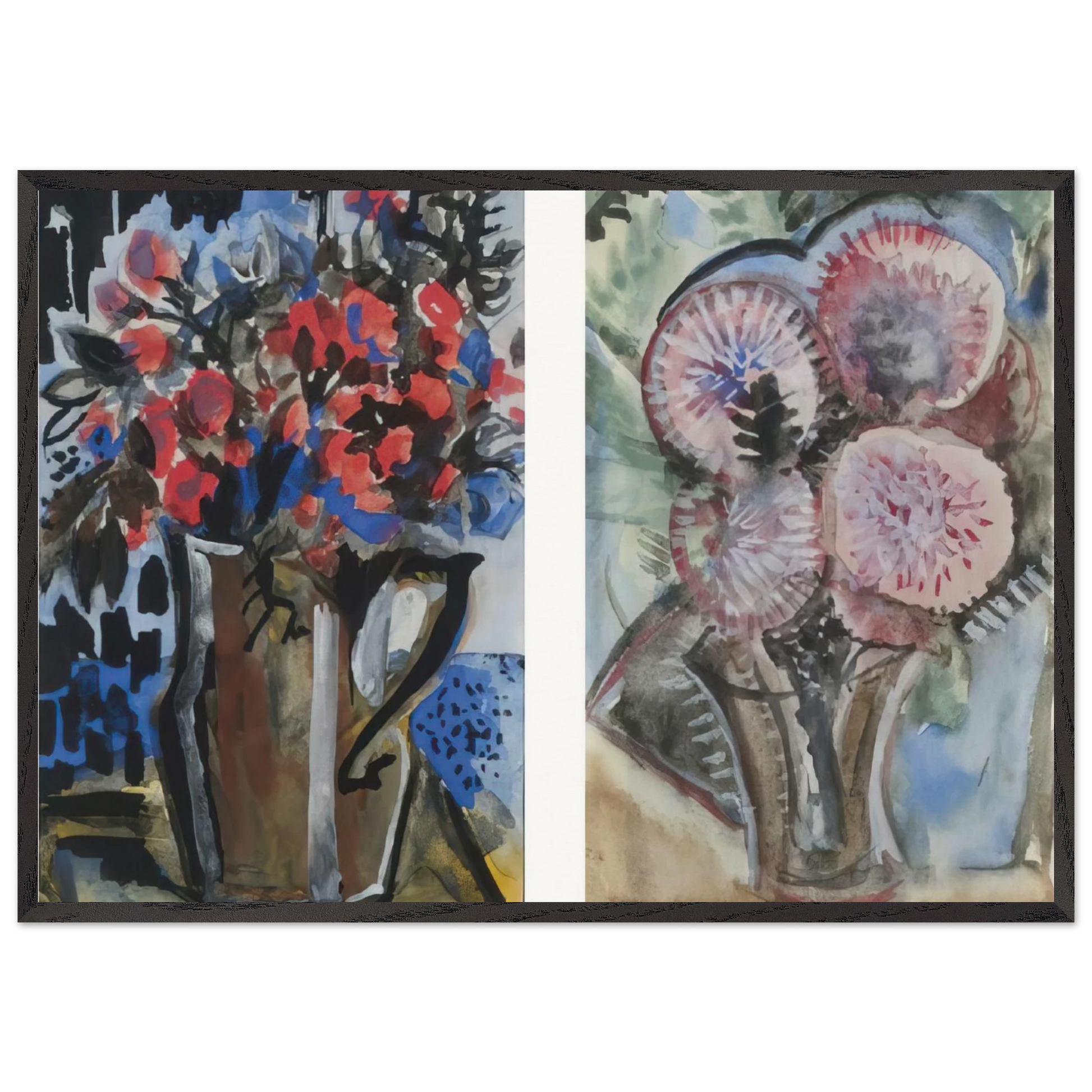 Still Life - Expressionism - Natalia Goncharova Framed Art Print – Black Wooden Frame - Default Title - -Framed Art Print