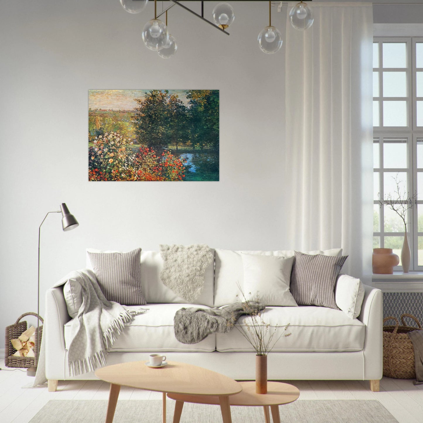Roses in the Hoshede`s Garden at Montregon - claude monet Brushed Aluminum Print - 70x100 cm / 28x40 inches | claude monet Aluminum Print | claude monet Prints