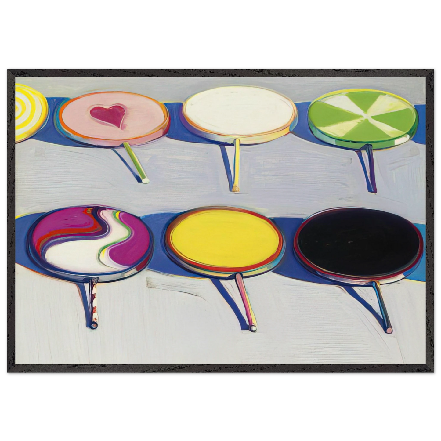 Seven Suckers - 1970 - Wayne Thiebaud Framed Art Print – Black Wooden Frame - Default Title - -Framed Art Print