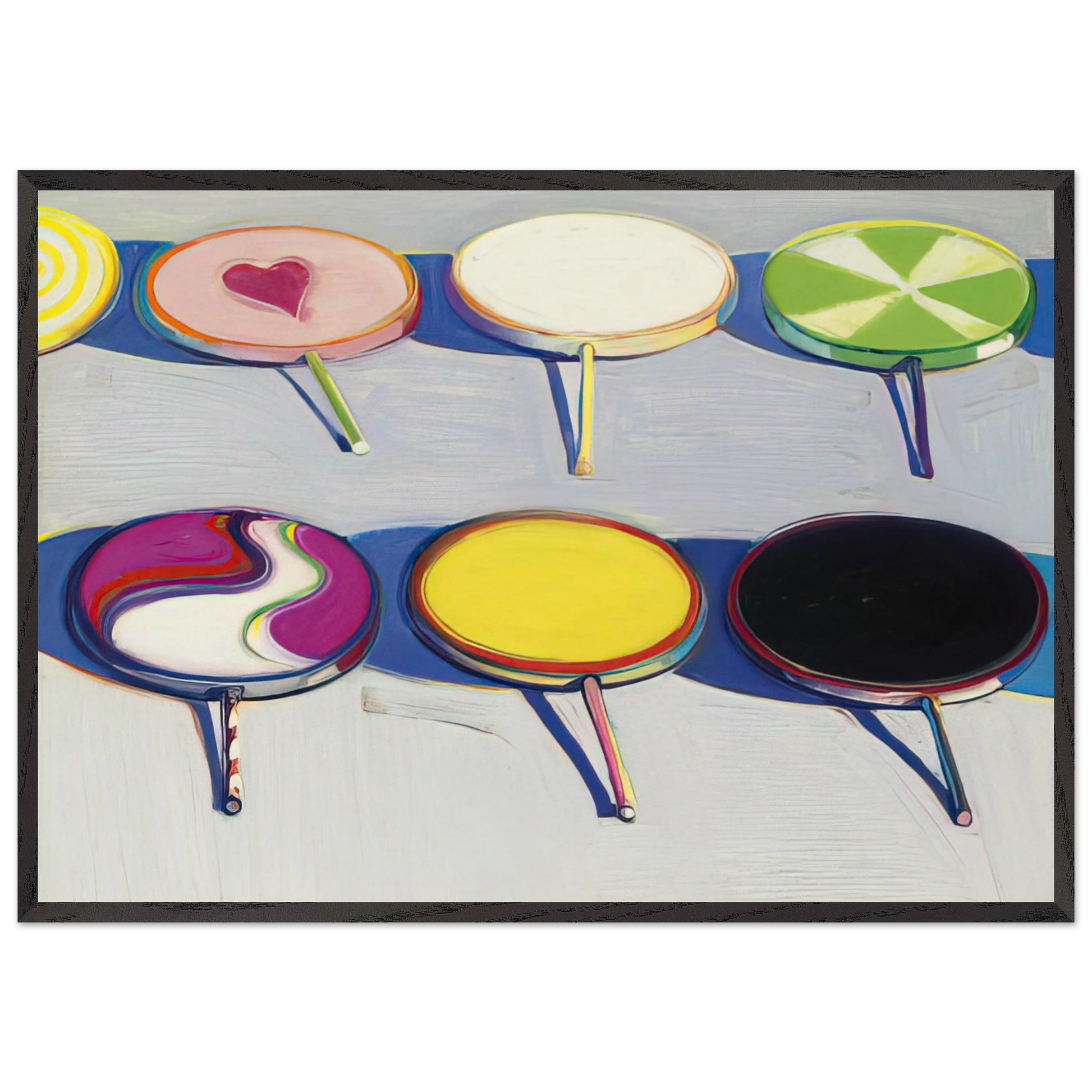 Seven Suckers - 1970 - Wayne Thiebaud Framed Art Print – Black Wooden Frame - Default Title - -Framed Art Print