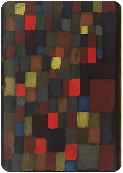 ABSTRACT COLOUR HARMONY IN SQUARES WITH VERMILLION ACCENTS 1924 By Paul Klee Pack of 10 Post Cards | Paul Klee Post Cards | A6 (10.5 x 14.8 cm) - 4.1 x 5.8 inches
