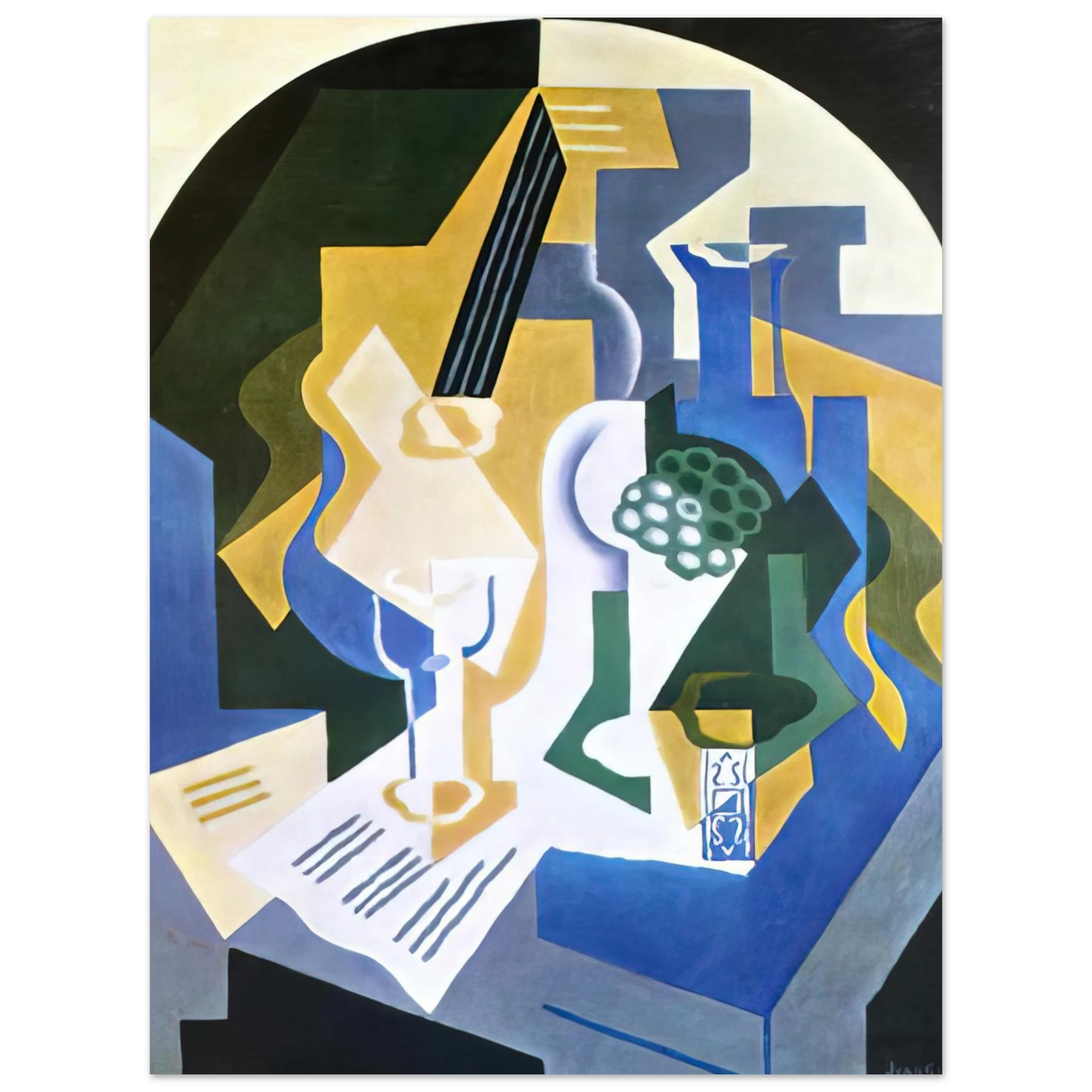 Juan Gris - STILL LIFE WITH FRUIT BOWL AND MANDOLIN 1919 Fine Art Poster - Default Title
