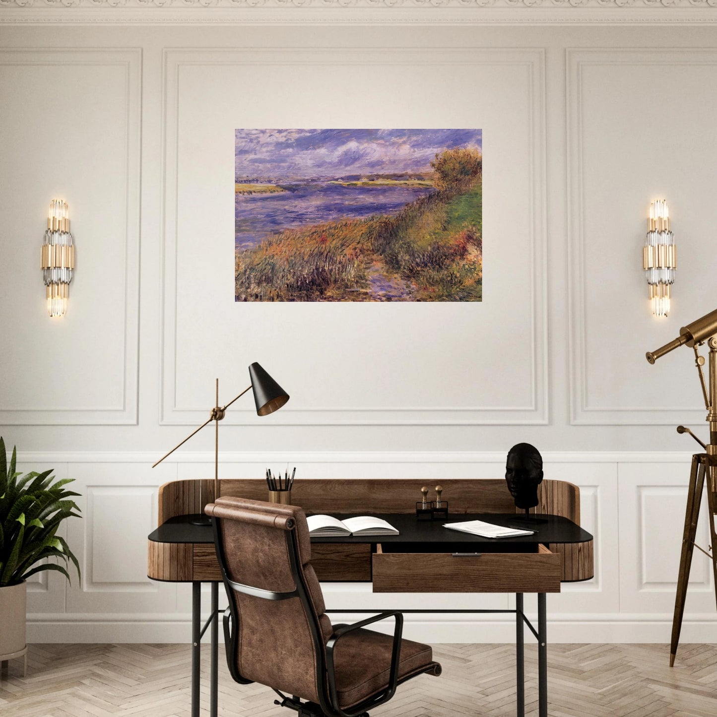 Banks of the Seine at Champrosay - Pierre-Auguste Renoir Brushed Aluminum Print - 70x100 cm / 28x40 inches | Pierre-Auguste Renoir Aluminum Print | Pierre-Auguste Renoir Prints