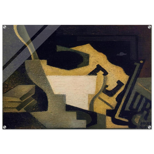 STILL LIFE WITH NEWSPAPER 1918 - Juan Gris Acrylic Print - 70x100 cm / 28x40″ inches | Juan Gris Wall Art | Juan Gris Prints