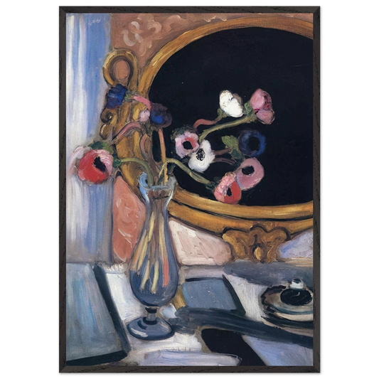 ANEMONE AND MIRROR 1920 - Henri Matisse 70x100 cm / 28x40 inches Framed Art Print – Black Wooden Frame
