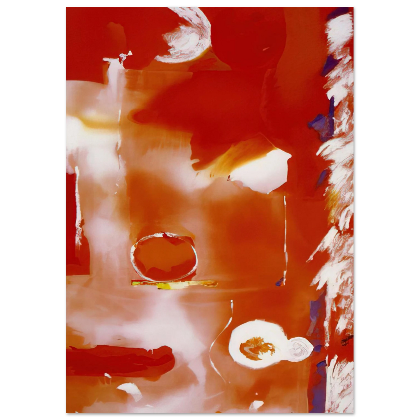 Helen Frankenthaler - Seeing the Moon on a Hot Summer Day - 1987 Wall art - 28x43  cm / XL (11x17 Inches) - Premium Wooden Framed Poster With Fine Art Paper - White frame