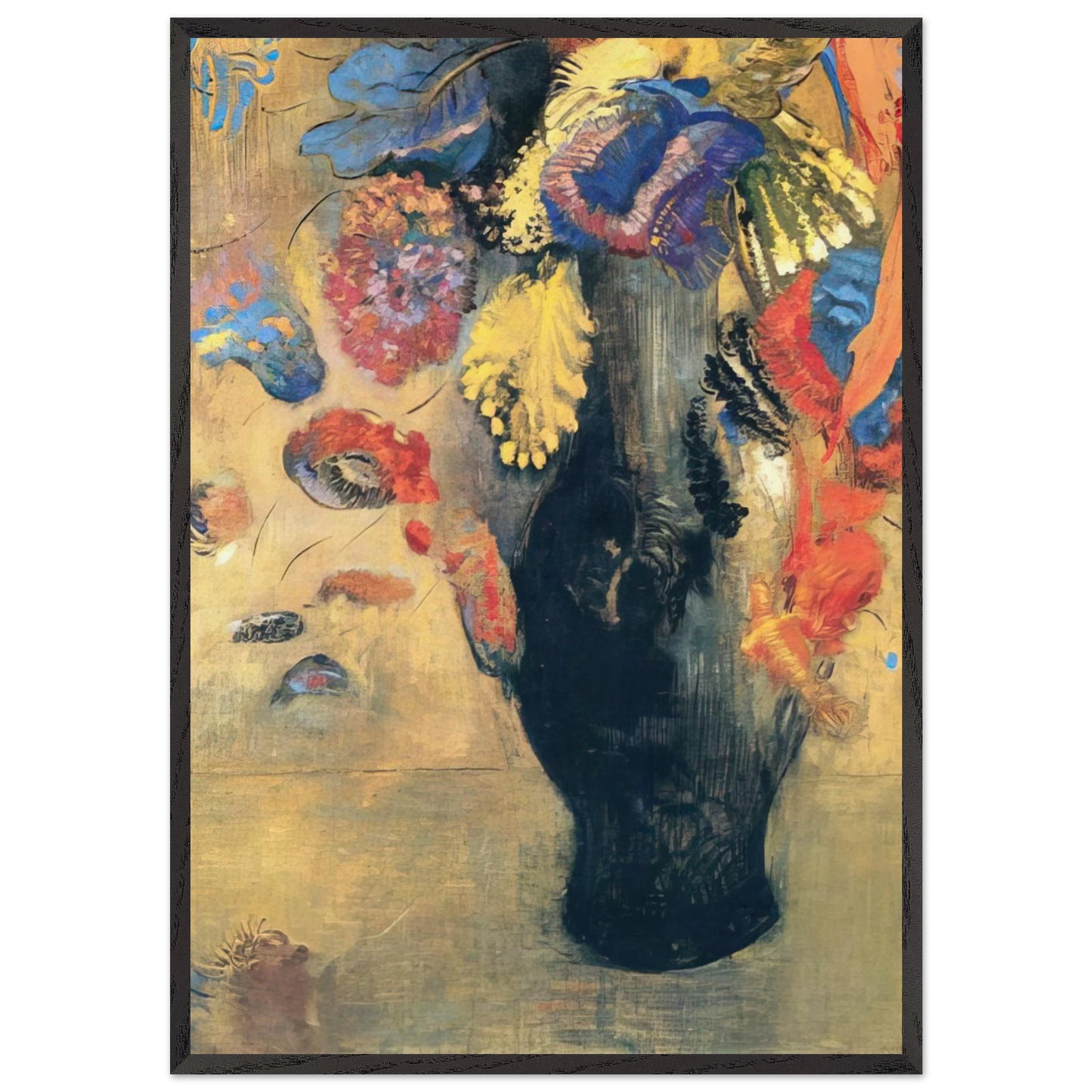 Flowers N5 - Odilon Redon 70x100 cm / 28x40 inches Framed Art Print – Black Wooden Frame