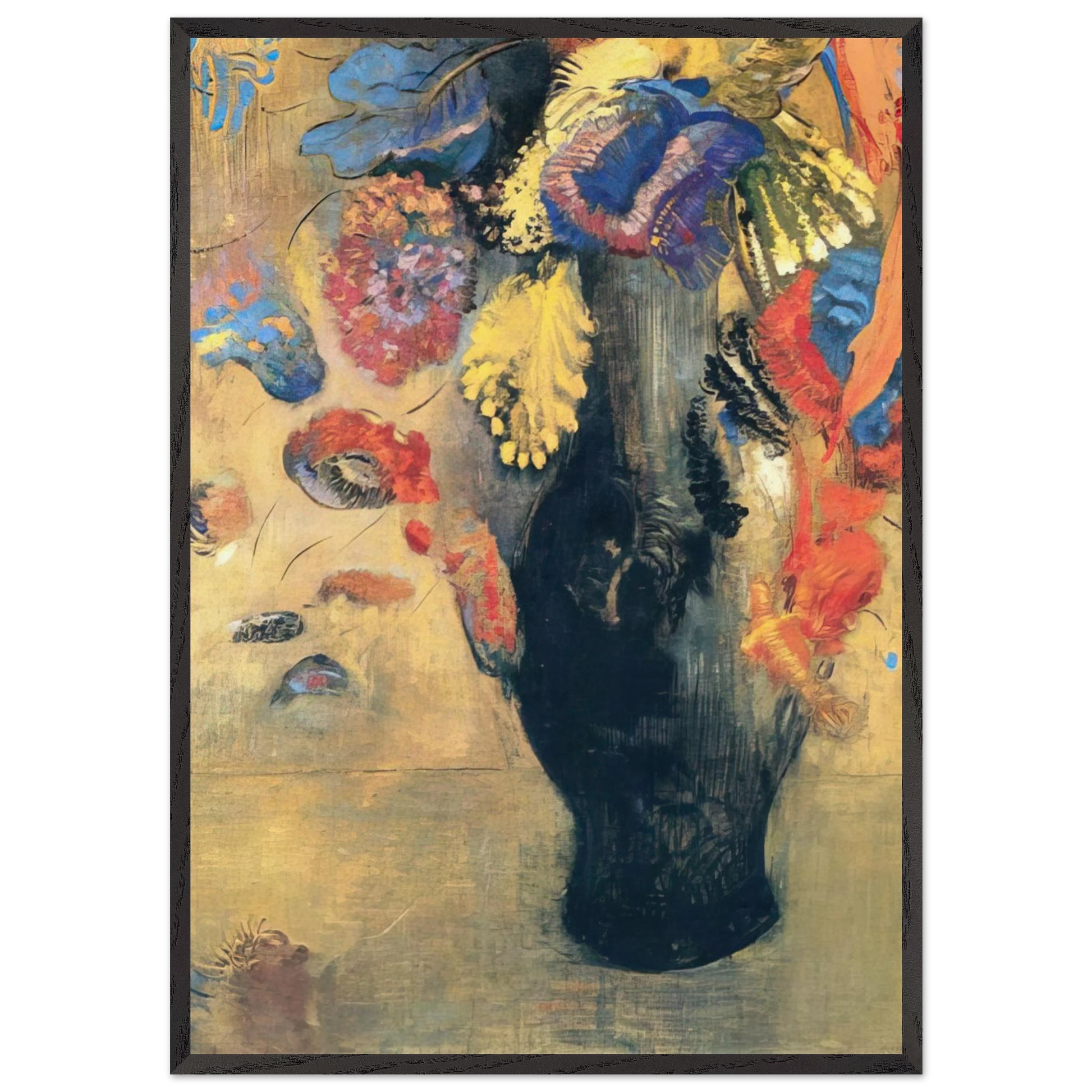 Flowers N5 - Odilon Redon 70x100 cm / 28x40 inches Framed Art Print – Black Wooden Frame